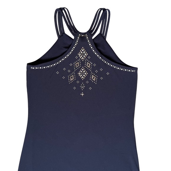 White House Black Market Navy Rhinestone Studded Halter Mini Dress XS 570185934 - Picture 4 of 10